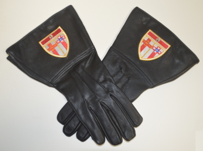 Knights Templar Leather Gauntlets with Personalised Shield